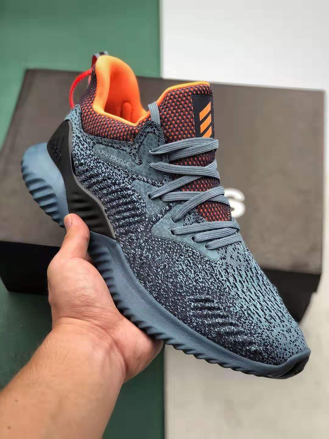 Adidas Alphabounce Beyond Legend Ink Raw Grey Orange AQ0574