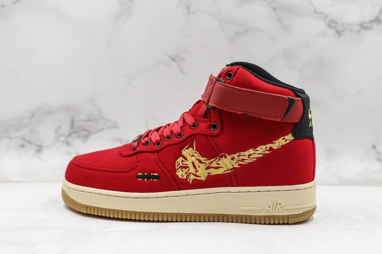 Nike Air Force 1 High Premium Wool Wine Red Black Gold CI3900-991