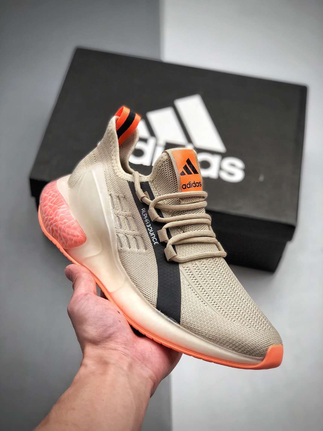 Adidas AlphaBounce Instinct Khaki Orange Brown Black CG3403 - Stylish Performance Footwear for Men