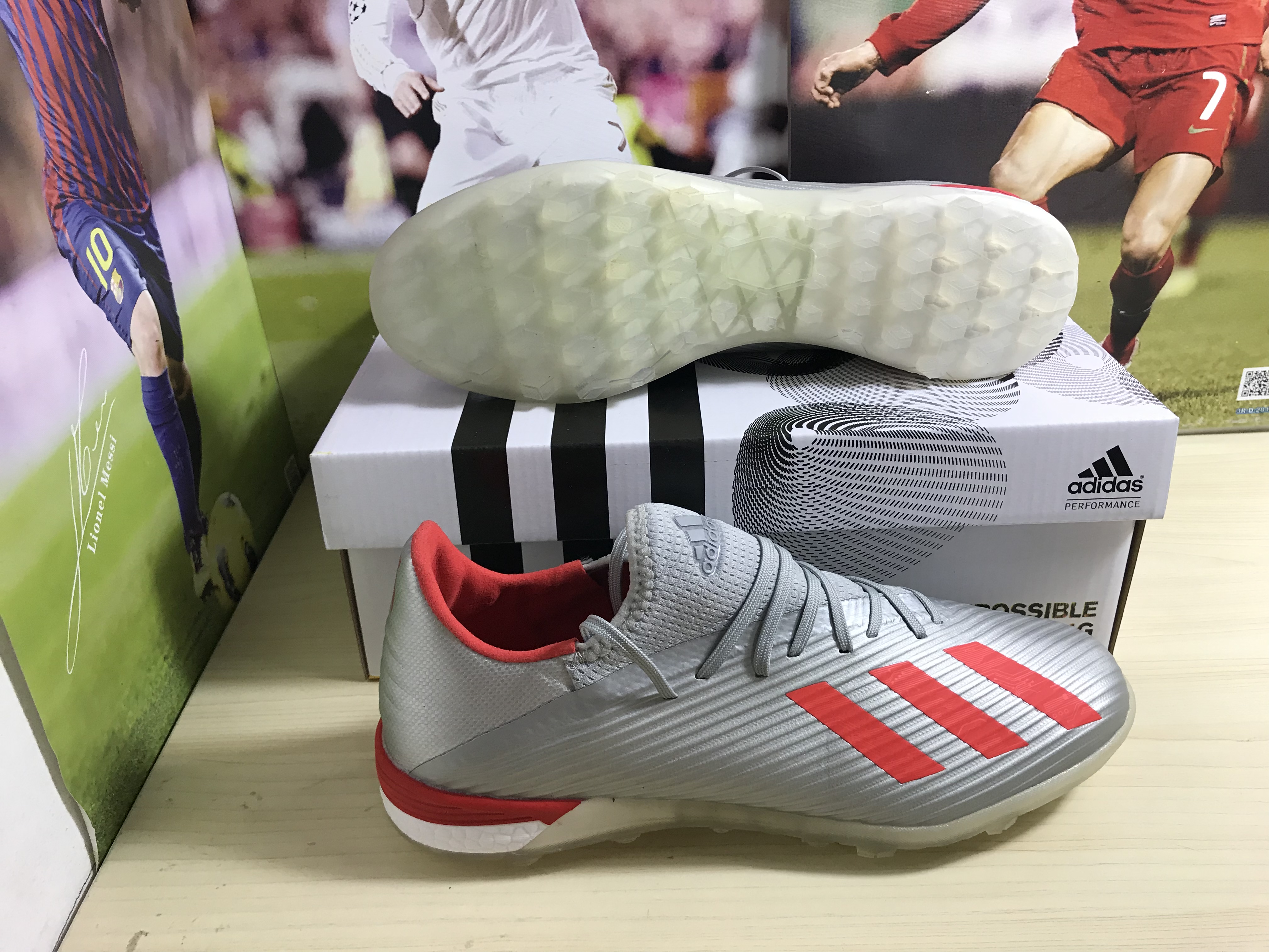 Adidas X 19.1 Tf 302 Redirect - Silver Metallic Red Footwear White G25752