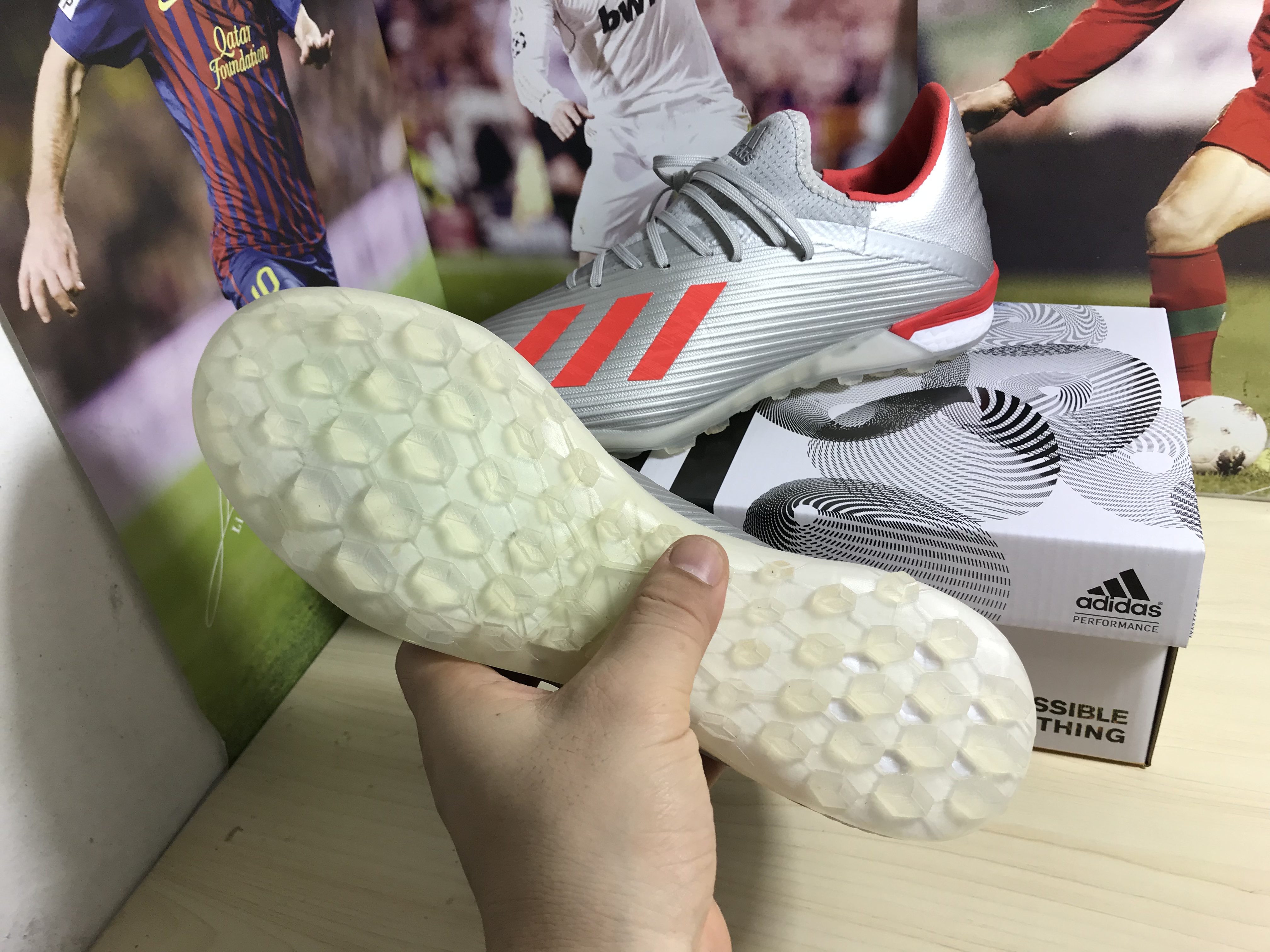 Adidas X 19.1 Tf 302 Redirect - Silver Metallic Red Footwear White G25752