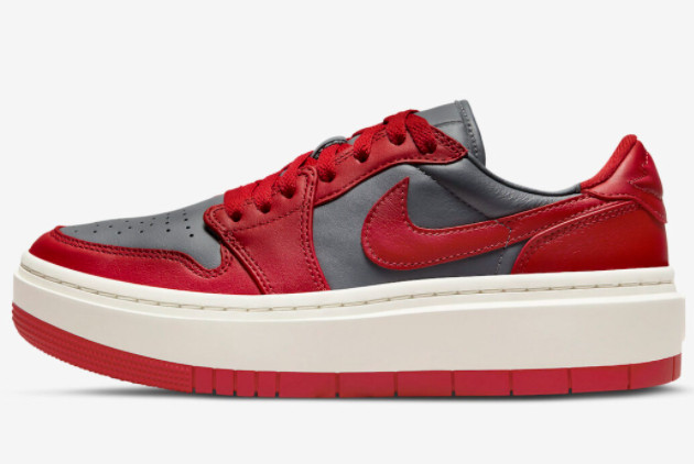 Air Jordan 1 Low Elevate 'UNLV' Medium Grey/White-Varsity Red DH7004-006 - Stylish and Iconic Sports Sneakers