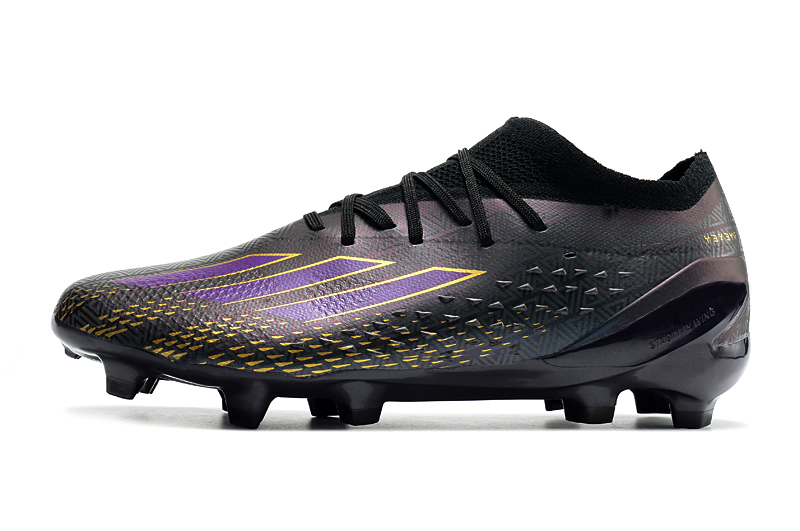 Adidas X Speedportal .1 FG Black Panther Cleats - Core Black Tribe Purple Gold Metallic