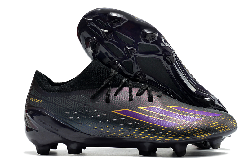 Adidas X Speedportal .1 FG Black Panther Cleats - Core Black Tribe Purple Gold Metallic