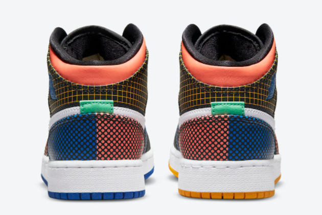 Air Jordan 1 Mid GS Multicolor Grid DC4092-001: Stylish & Versatile Sneakers for Kids