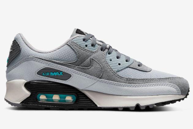 Nike Air Max 90 Grey/Black-Aqua DM0029-002 - Get the Sleek Style You Desire!