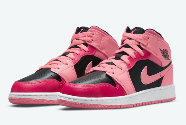 Air Jordan 1 Mid GS 'Coral Chalk' - Stylish Coral Chalk & Rush Pink Sneakers