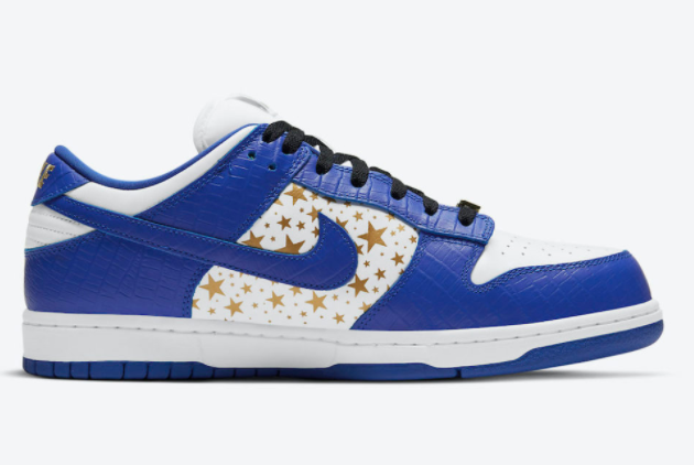 Supreme x Nike SB Dunk Low White/Metallic Gold-Hyper Blue DH3228-100 for Supreme Collectors