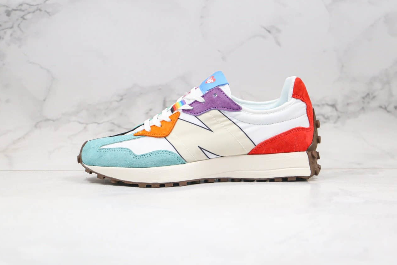 New Balance 327 Pride Collection | White Multi-Color Sneakers