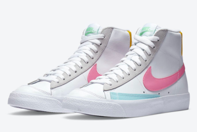 Nike Wmns Blazer Mid '77 Vintage White/Pink Glow-Pure Platinum DA4295-100 | Stylish Retro Sneakers for Women